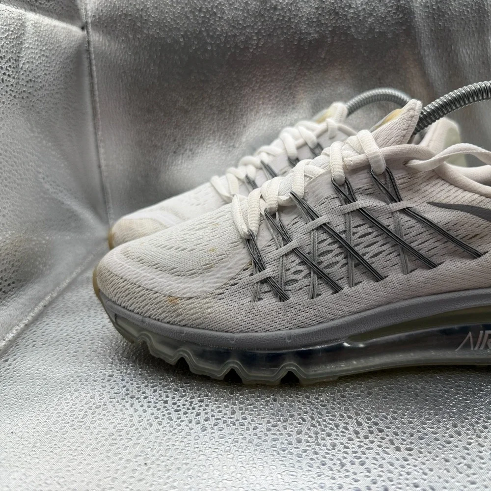 Size 7Y Nike Air Max White Metallic Silver Kids Running Sneaker Shoes 705457-102